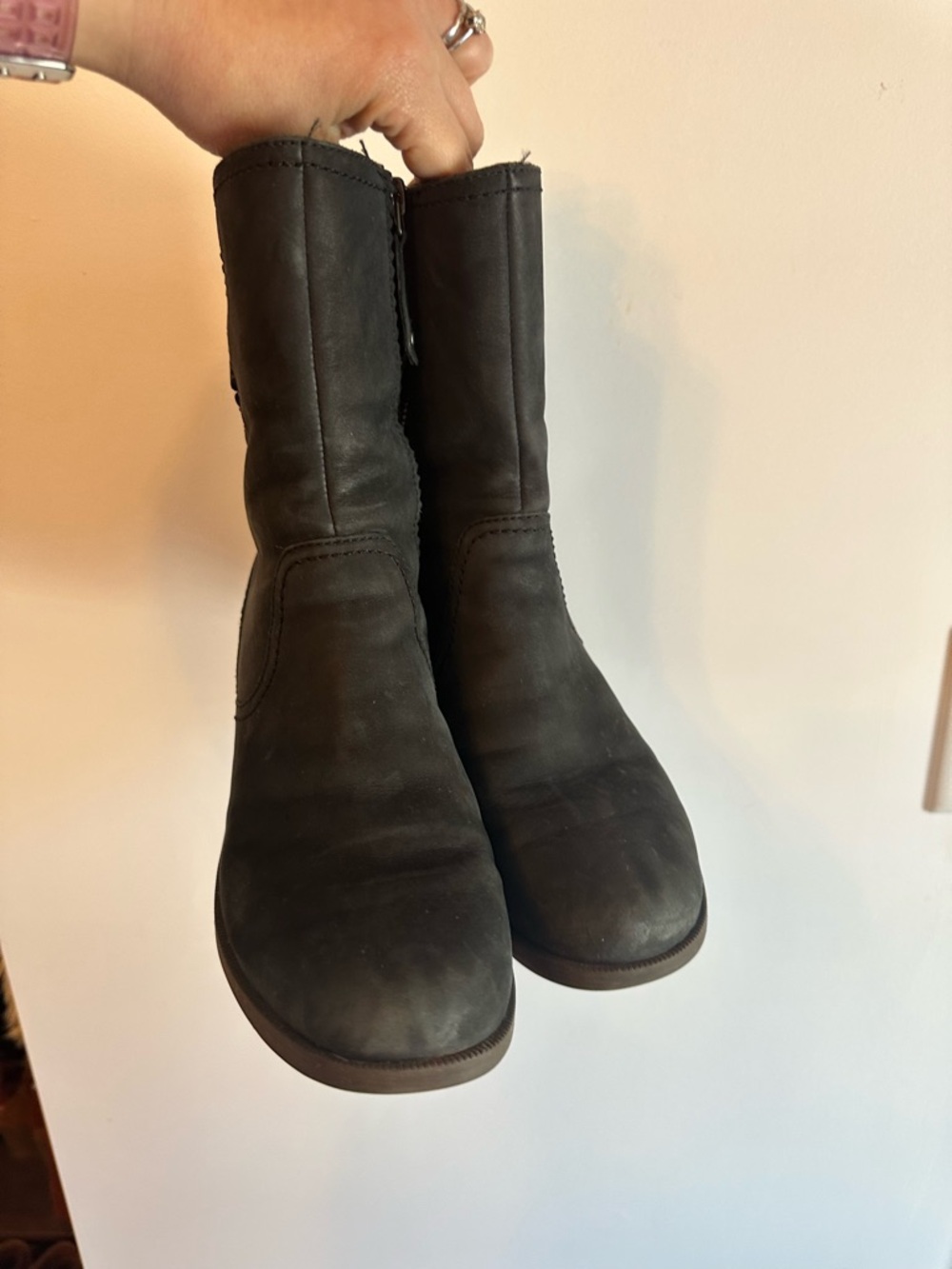 Teva Women's Black Mid-Calf Leather Block Heel Boots - Picture 2 of 9